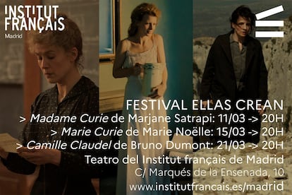 Carteles de las películas que se proyectarán en el Instituto Francés, dentro del Festival Ellas Crean.