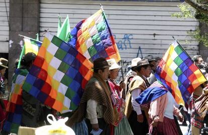 Protesta de indígenas en La Paz.