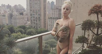 Lady Gaga posa con sus recién adquiridos 'armadillos'.