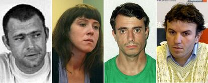 De izq. a dcha., los detenidos Giuliano Cavaterra, Aurore Martín, Jokin Etxeberría y Jean Claude Agurre