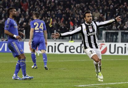 Quagliarella celebra su gol al Chelsea.