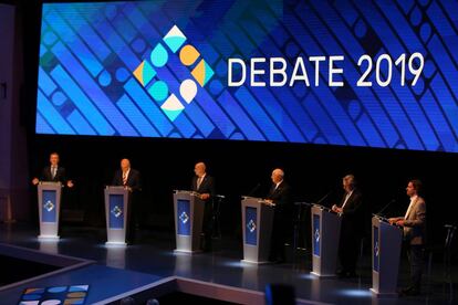 Los candidatos presidenciales, durante el debate 