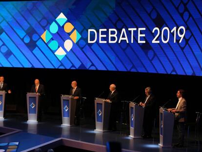 Los candidatos presidenciales, durante el debate 