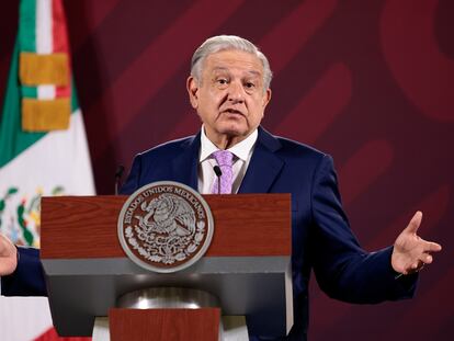 El presidente de México, Andrés Manuel López Obrador, durante su conferenica matutina de este lunes.