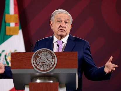 El presidente de México, Andrés Manuel López Obrador, durante su conferenica matutina de este lunes.