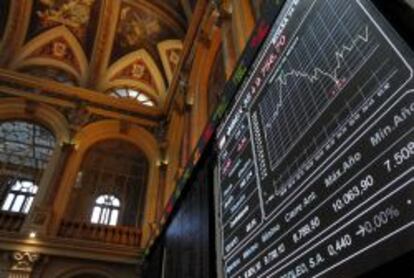 Vista del panel de la Bolsa de Madrid.