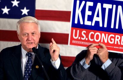 Rep. William Delahunt, D-Mass., speaks at Rep.-elect Bill Keating's victory party in Quincy, Mass., on Nov. 2, 2010.