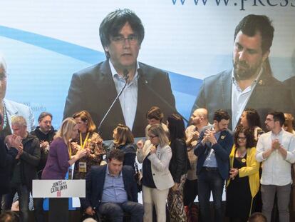 Puigdemont en videoconferència després de conèixer els resultats.