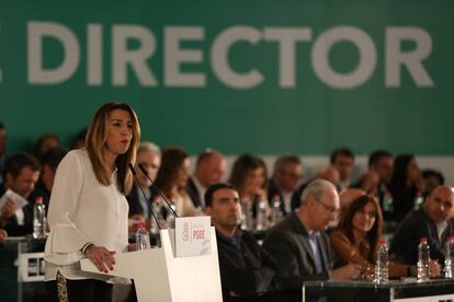 La secretaria general del PSOE de Andalucía, Susana Díaz, en la reunión del Comité Director del partido.