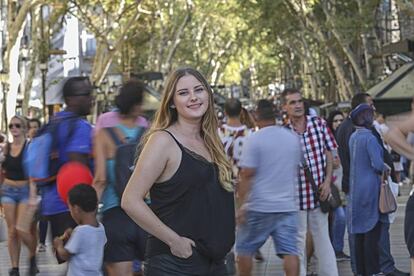 Ina Othmer, 'au pair', al principio de La Rambla.