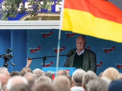 Alexander Gauland, copresidente de AfD, en un acto de campaña en Bautzen (Sajonia).