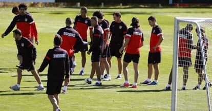 Entrenamiento del Atlético, hoy en Majadahonda.