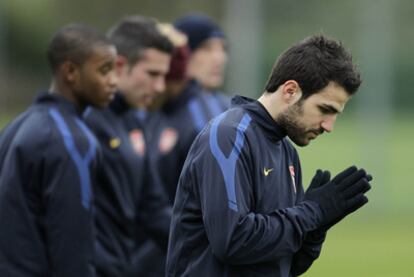 Cesc Fàbregas, ayer en el entrenamiento del Arsenal.