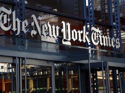 Fachada del las oficinas de The New York Times, en Nueva York, en agosto de 2020.