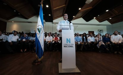 El líder Yubrank Suazo, en la presentación de la Coalición Nacional de Nicaragua este martes.