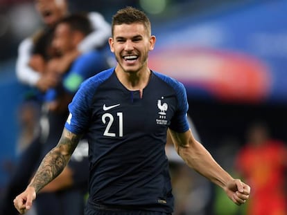 Lucas Hernández, depois da vitória da França contra a Bélgica.