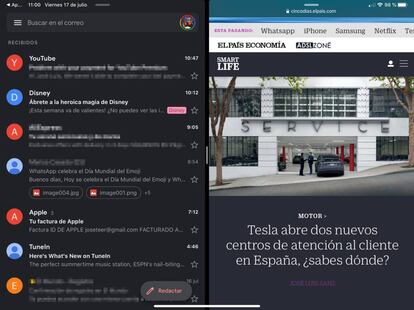 Gmail ya es compatible con la multitarea del iPad.