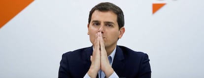 El presidente de Ciudadanos, Albert Rivera, durante una reunión del Comité Permanente del partido en Madrid. 