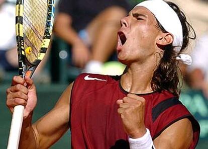 Rafael Nadal celebra un punto ganador.