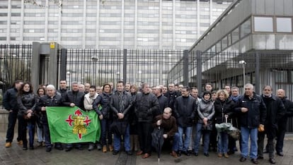 Trabajadores asturianos durante una protesta en Madrid, hoy.