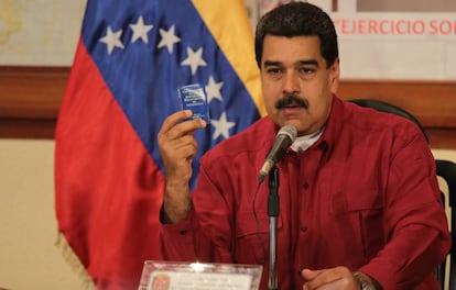 Nicol&aacute;s Maduro, ayer en el Palacio de Miraflores (Caracas). 