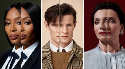 Naomi Campbell, Matt Smith y Kristin Scott Thomas, en la campaña de Navidad de Burberry.