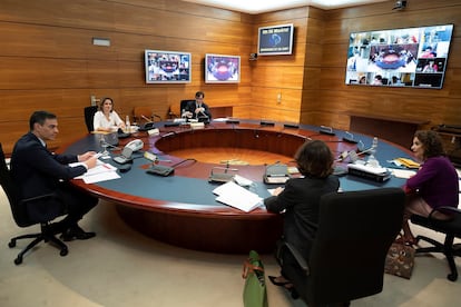 El jefe del Ejecutivo, Pedro Sánchez, este martes durante el Consejo de Ministros.