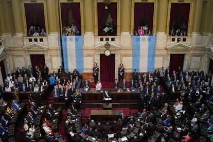El presidente de Argentina, Javier Milei, durante la sesión inaugural de la 142ª legislatura, en el Congreso Nacional, el 1 de marzo de 2024.