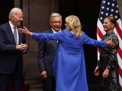 U.S. President Biden takes part in a welcome ceremony with Mexican President Lopez Obrador, for the North American Leaders' Summit in Mexico City