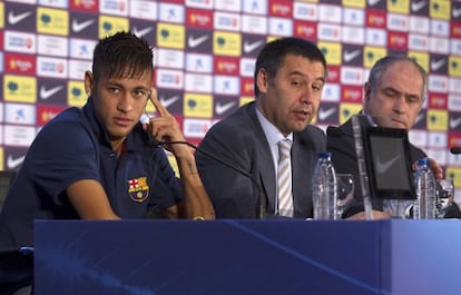 Neymar durante sua apresentação ao Barça, em 2013.