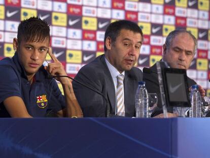 Neymar durante sua apresentação ao Barça, em 2013.