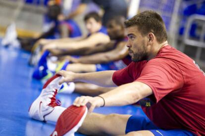 Marc Gasol, entrenándose con el Barcelona