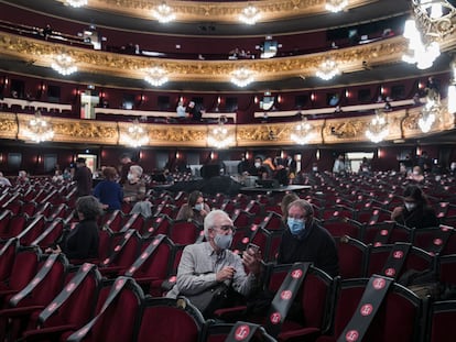 Imagen de la platea del Liceo durante el ensayo reivindicativo.