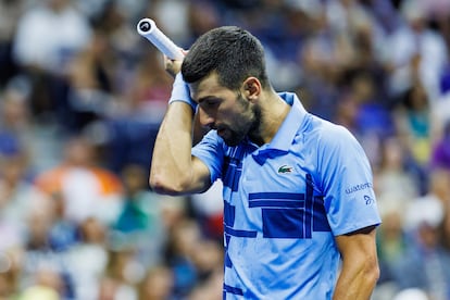 Djokovic, durante el partido contra Popyrin en la Arthur Ashe de Nueva York.