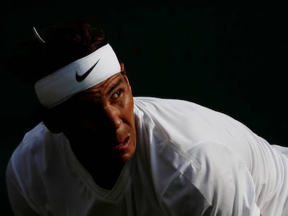 Nadal, durante el partido de cuartos contra Querrey en Londres.