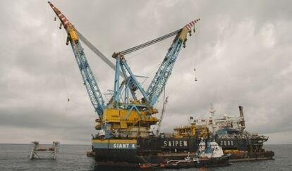 Plataforma de prospección de gas en el proyecto Castor de Castellón.