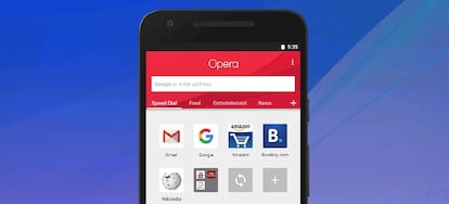 Inicio del navegador Opera para Android