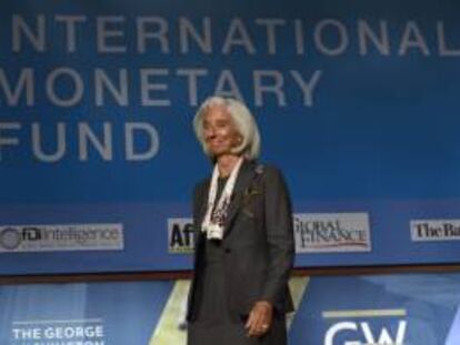 La directora del Fondo Monetario Internacional (FMI), Christine Lagarde, fue registrada este miércoles, durante la Reunión Anual del Banco Mundial (BM) y el FMI, en Washington DC (EE.UU.)..