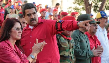 El presidente venezolano Nicol&aacute;s Maduro durante la ceremonia de  conmemoraci&oacute;n del 25 aniversario del fallido golpe de Estado en Maracay.