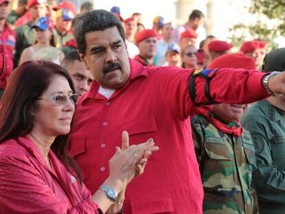 El presidente venezolano Nicol&aacute;s Maduro durante la ceremonia de  conmemoraci&oacute;n del 25 aniversario del fallido golpe de Estado en Maracay.