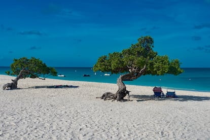 Una altra platja del Carib completa els primers llocs d'aquesta llista. Eagle Beach és la més extensa de l'illa d'Aruba. Coneguda per la seva suau sorra blanca i els seus característics arbres 'fofoti', té pàrquing, algunes casetes i diverses empreses per que fan esports aquàtics.