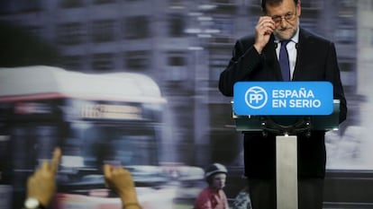 Um gesto de Mariano Rajoy durante sua conferência de imprensa do 21 de dezembro.