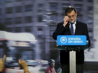 Um gesto de Mariano Rajoy durante sua conferência de imprensa do 21 de dezembro.