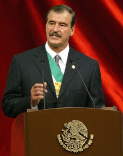 El presidente mexicano, Vicente Fox, durante su discurso.