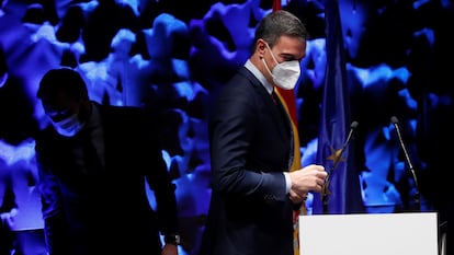 El presidente del Gobierno, Pedro Sánchez, durante un acto en Madrid el lunes.