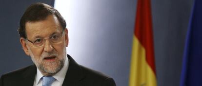 El presidente, Mariano Rajoy, durante una rueda de prensa en La Moncloa.