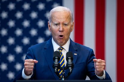 Joe Biden, este jueves en un acto en Largo (Maryland).