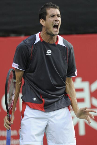 Guillermo García-López, durante el partido ante Feliciano López en Tokio.