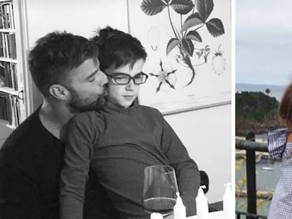 Ricky Martin con uno de sus gemelos; derecha, Paula Echevarría y su hija Daniella.