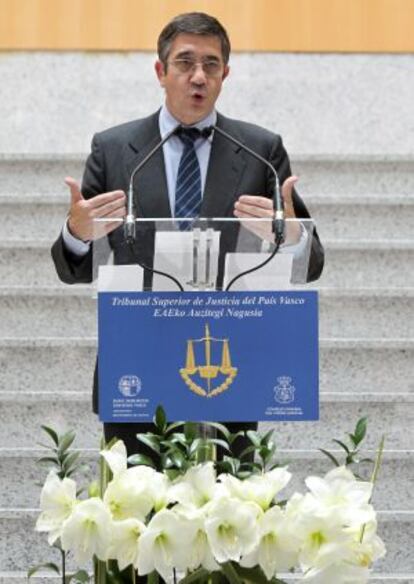 Patxi López, durante su intervención hoy en el Tribunal Superior.